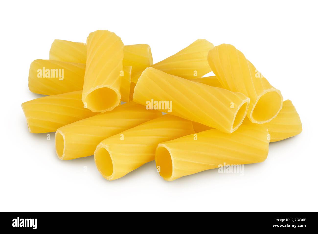 Smooth Rigatoni Without Ridges raw italian Rigatoni pasta isolated on white background with clipping ...