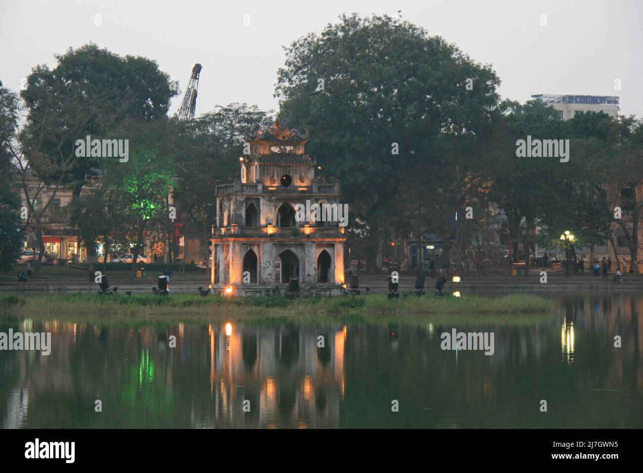 turtle tower at the hoan kiem lake in hanoi (vietnam Stock Photo - Alamy