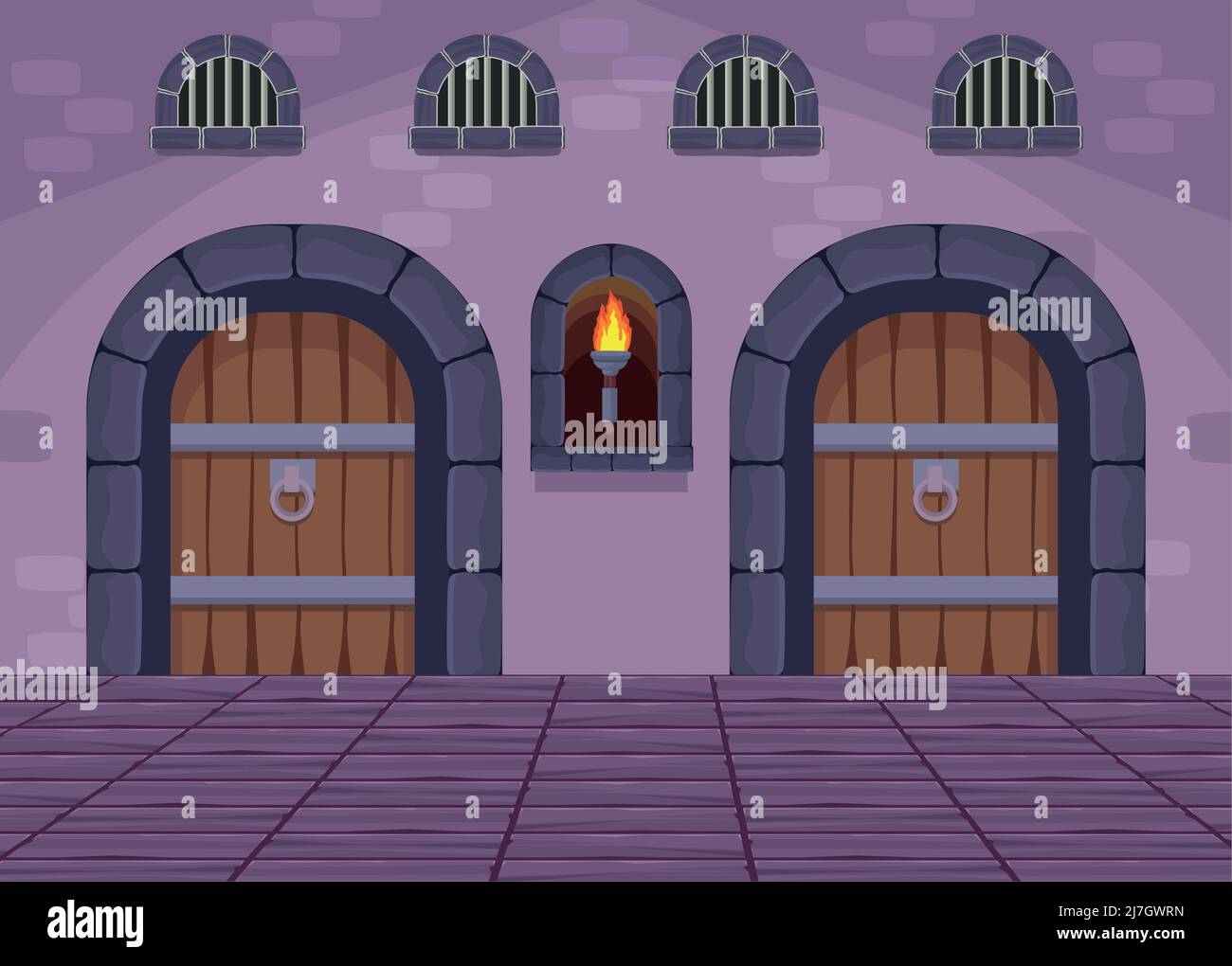 purple castle doors Stock Vector