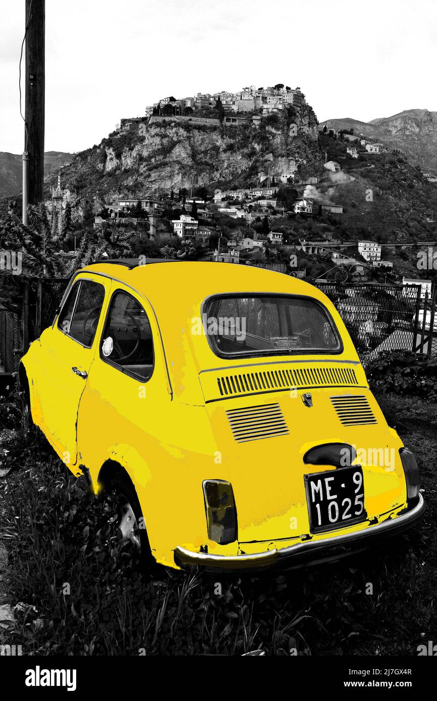 Fiat 500, Taormina, Sicily, Italy Stock Photo