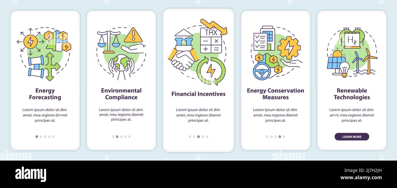 Strategic energy planning onboarding mobile app screen Stock Vector ...