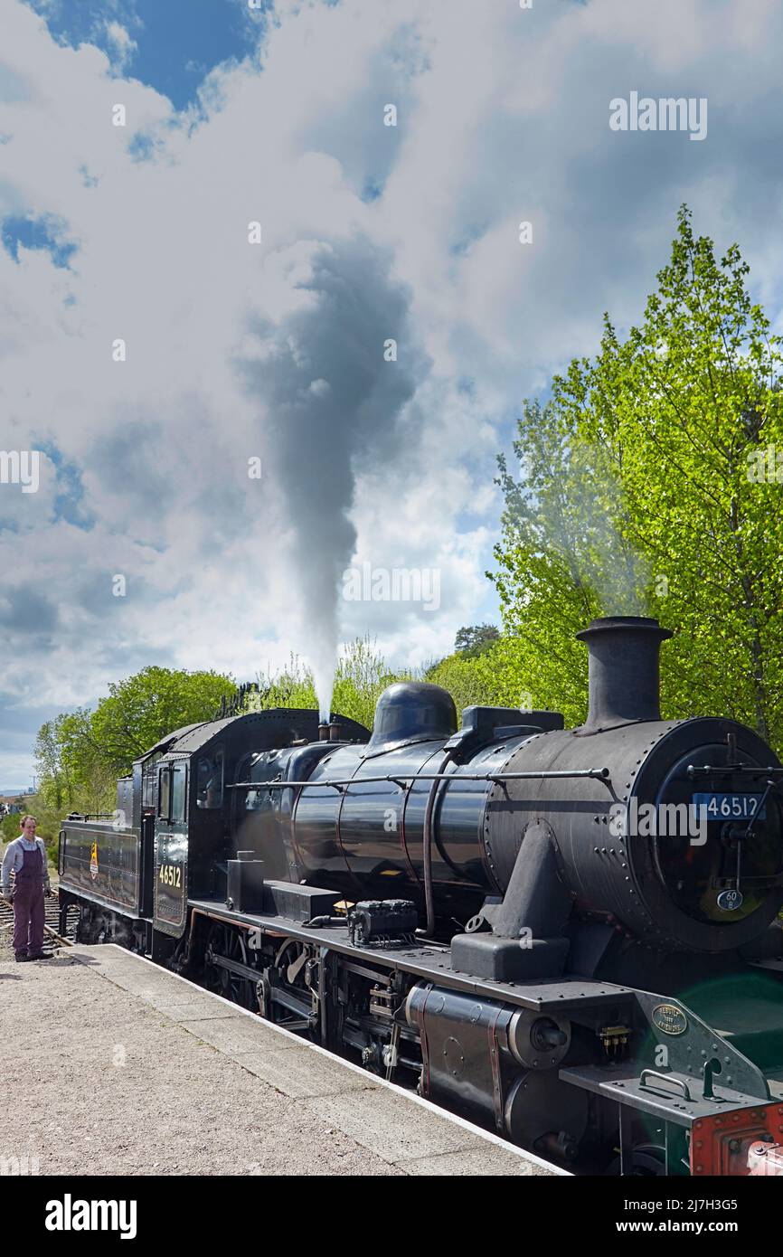 STRATHSPEY RAILWAY BROOMHILL STATION SCOTLAND STEAM TRAIN AT THE