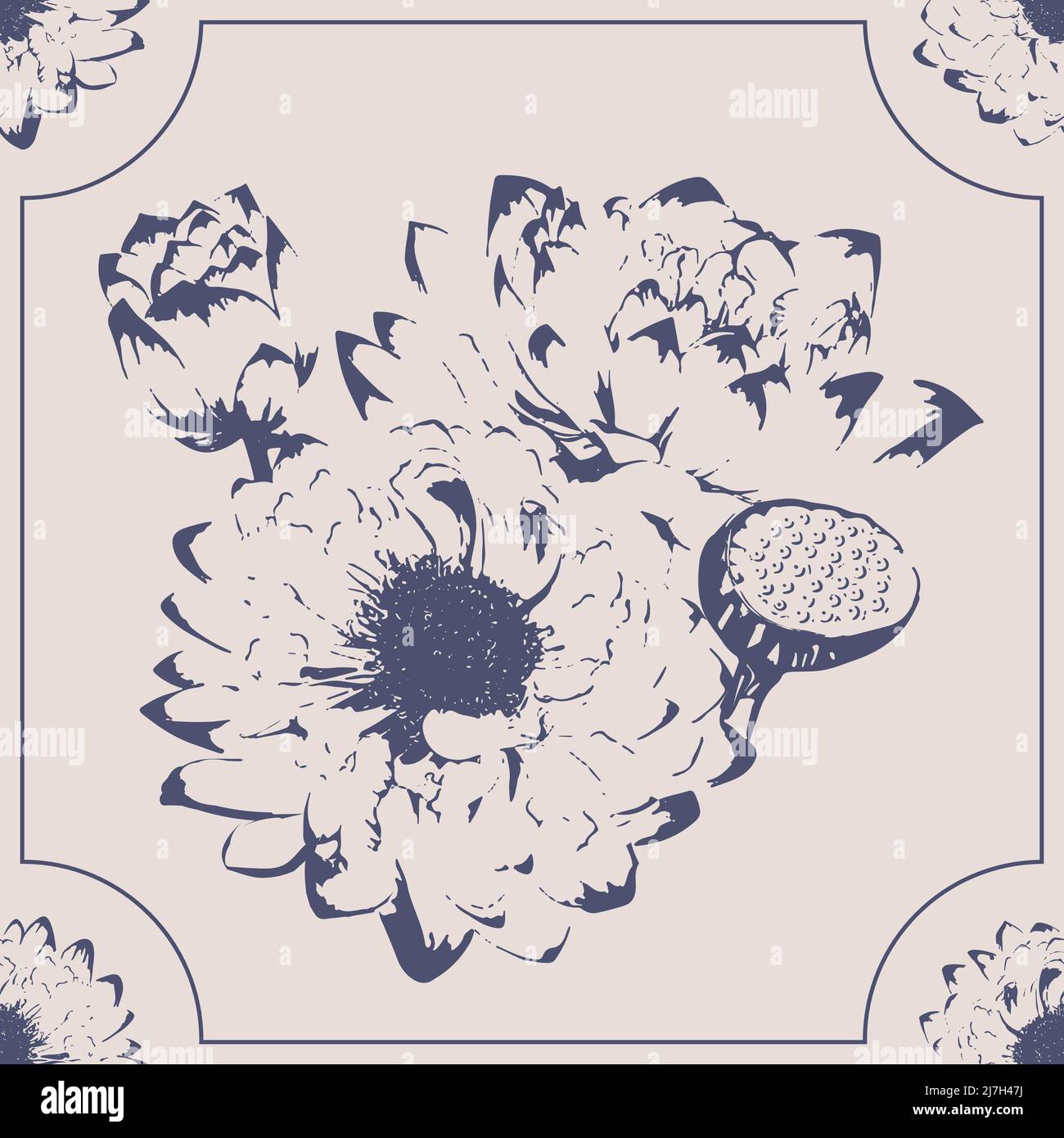 Vector floral tile with lotus flowers Stock Vector Image & Art - Alamy