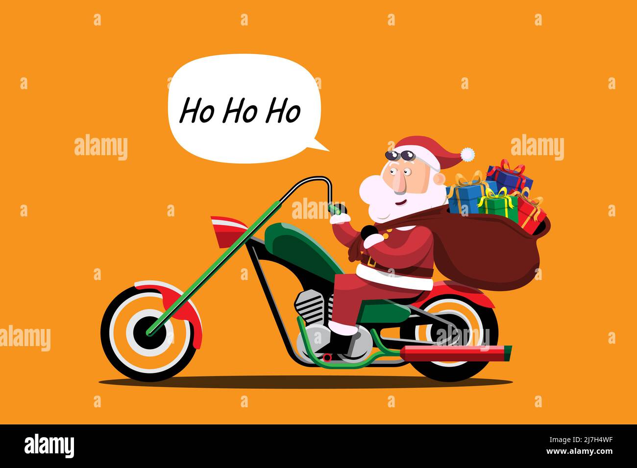 Santa Claus Drives A Motorcycle To Deliver Christmas Presents To 