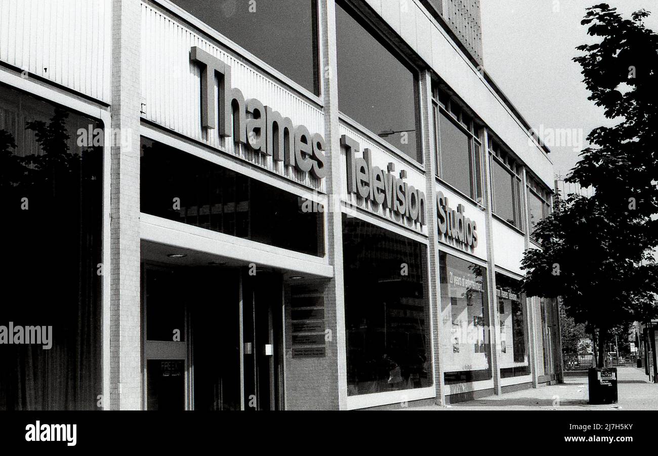 Headquarters and studios of Thames Television in Euston Road, London on August 8, 1989. The broadcaster held the London franchise from 1968 until 1992. Stock Photo