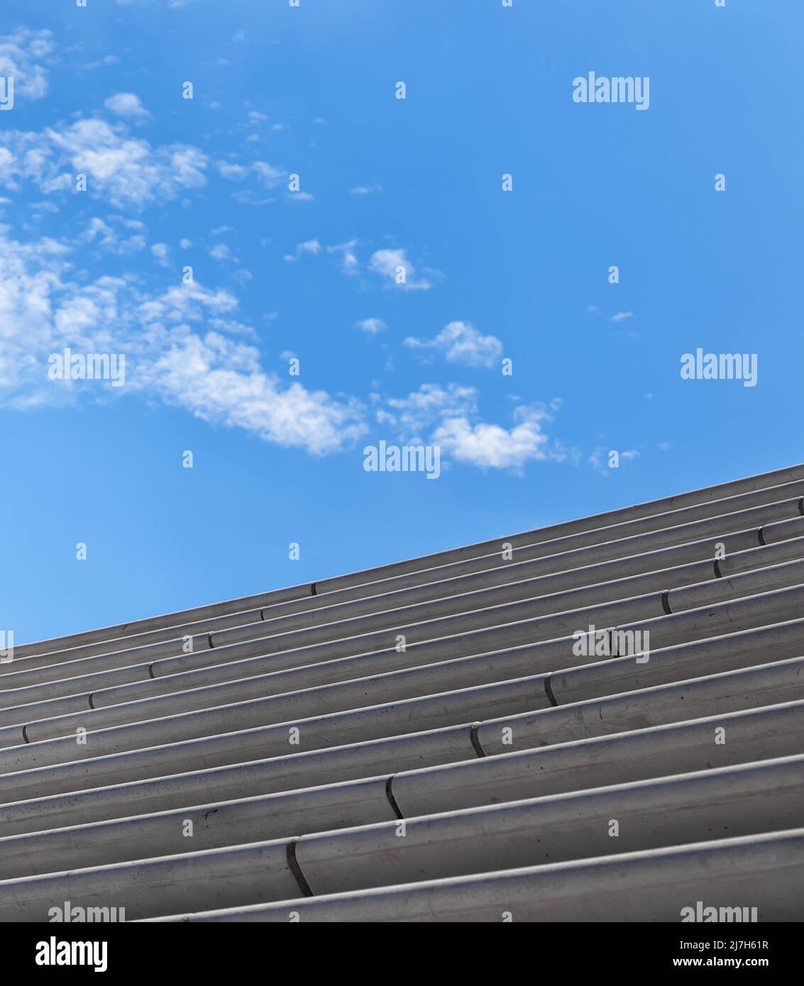 Stone stairs and blue sky in the city of Hamburg Stock Photo