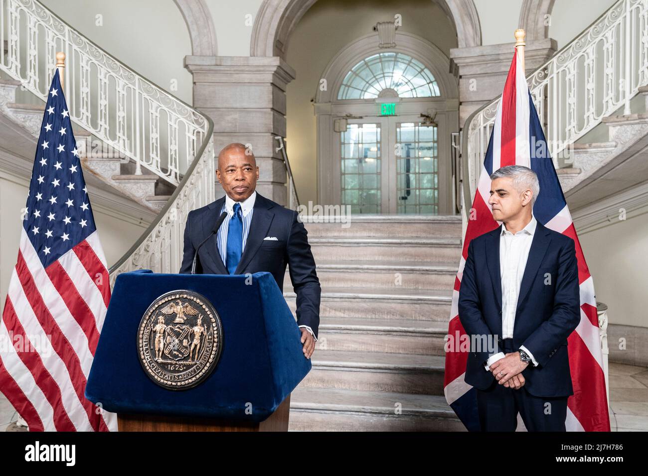New York, NY May 9, 2022 Mayor of New York Eric Adams speaks during