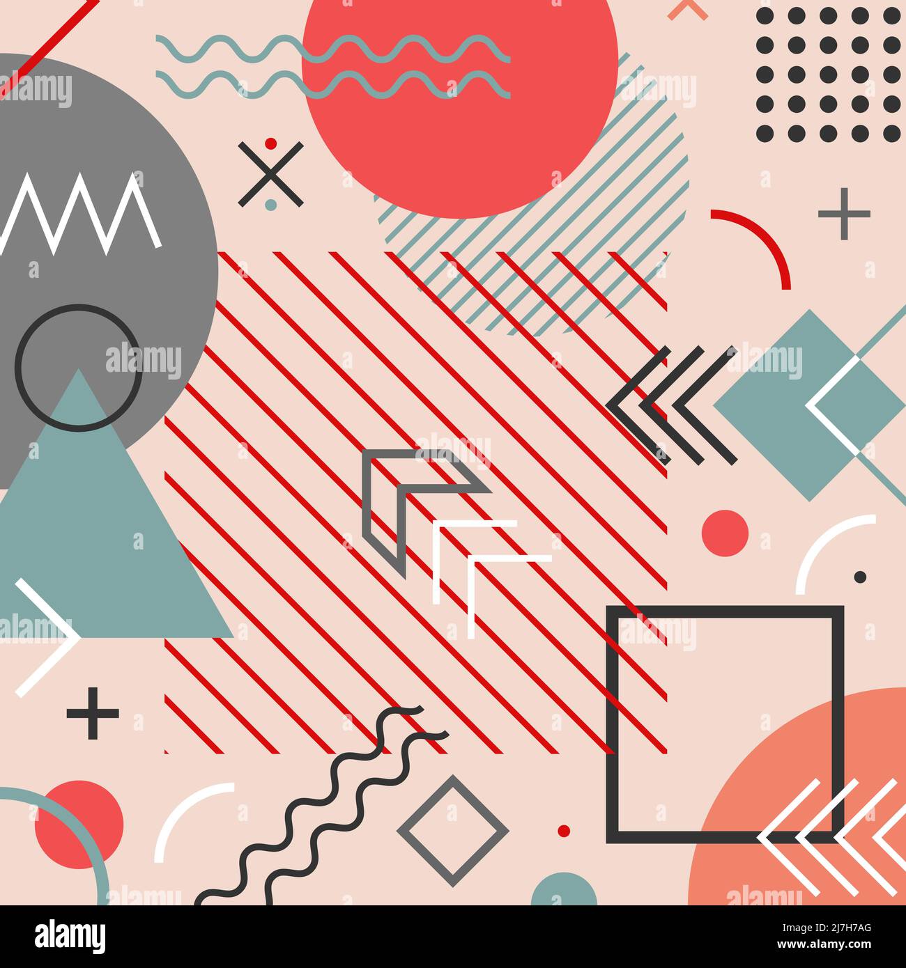 Modern geometric background in memphis style Stock Vector