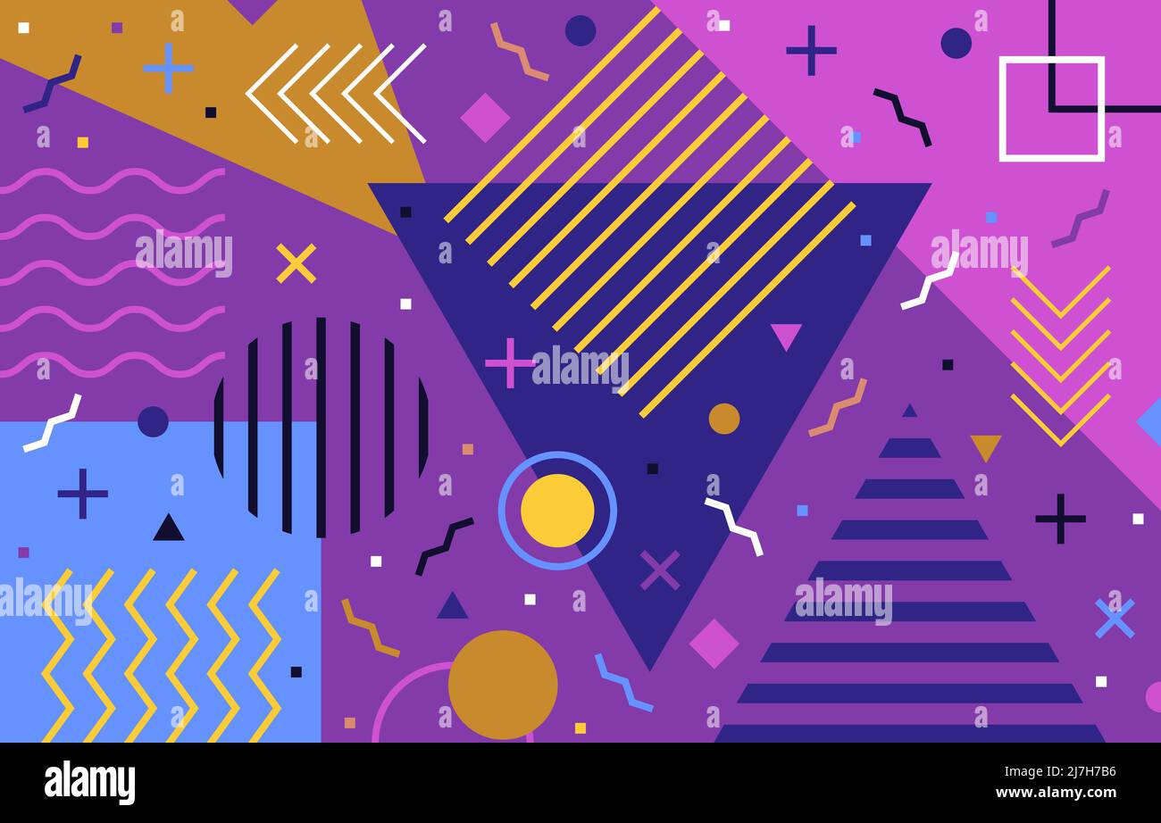 Modern geometric background in memphis style Stock Vector