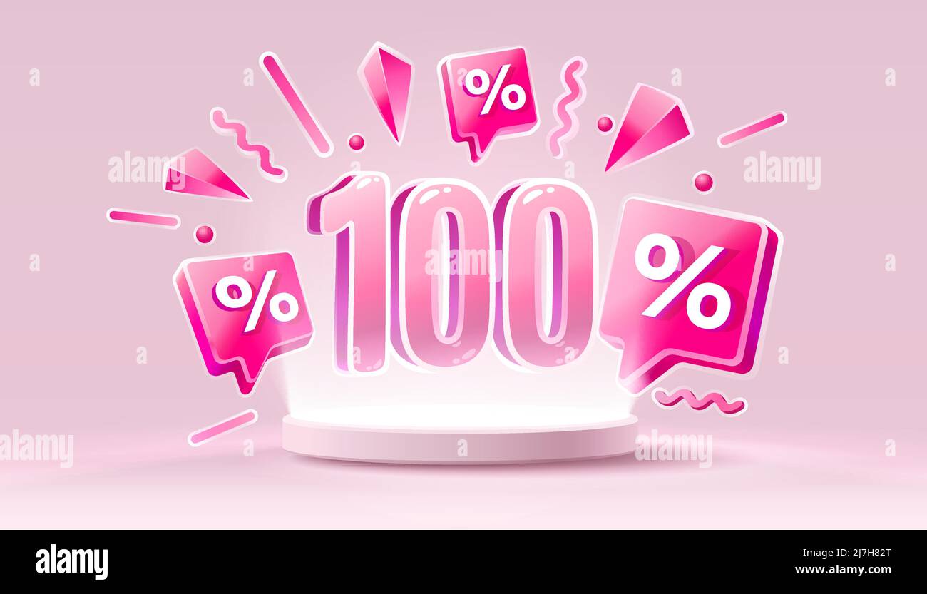 Mega sale special offer, Happy 100 off sale banner. Sign board promotion. Vector illustration Stock Vector