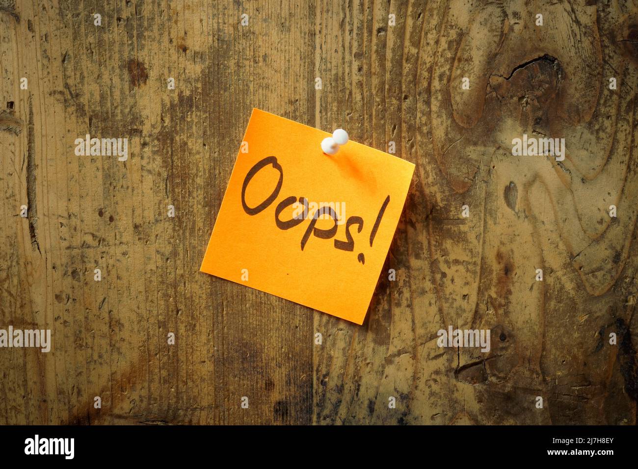 Sticker pinned to the board oops something went wrong stock photo alamy