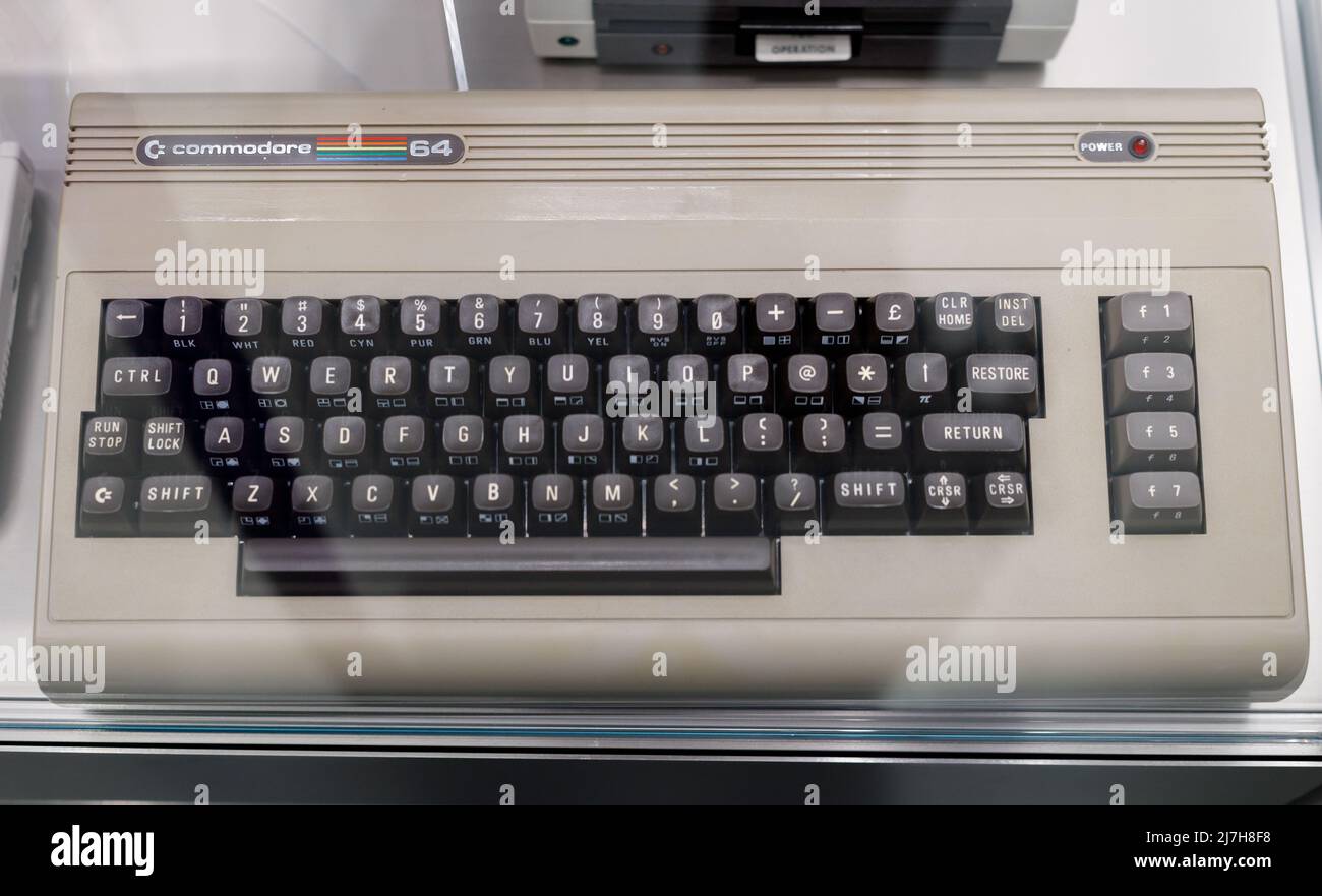Oslo, Norway. May 01, 2022: Vintage Commodore 64 computer at the Oslo Museum of Technology. Stock Photo