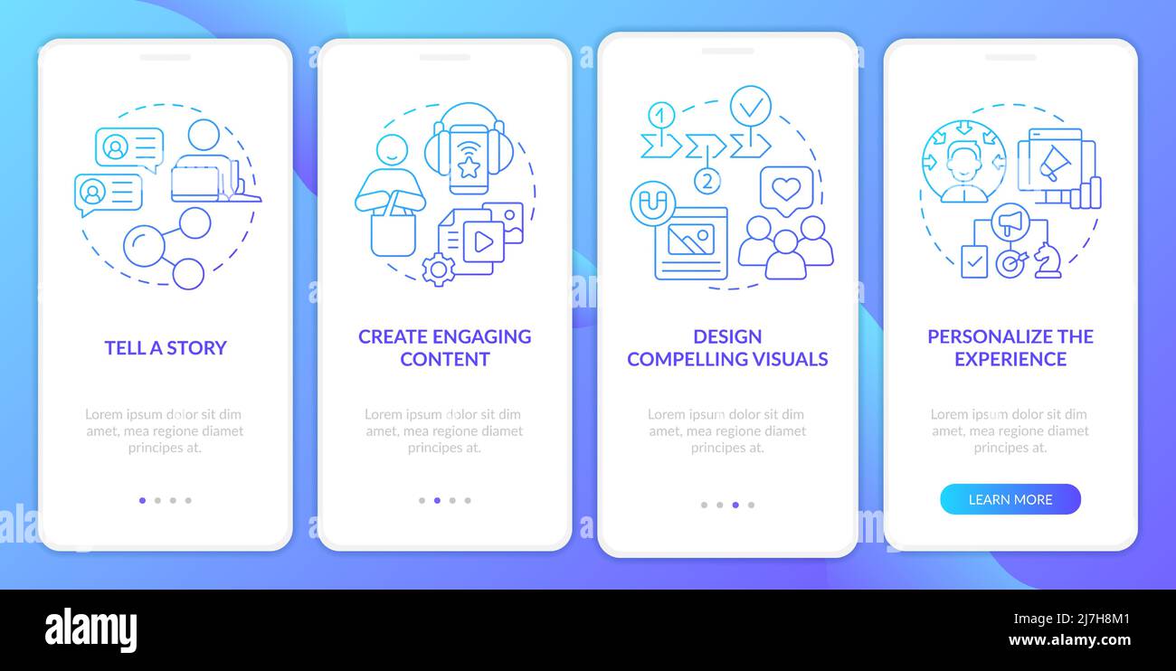 Customer attention span blue gradient onboarding mobile app screen ...