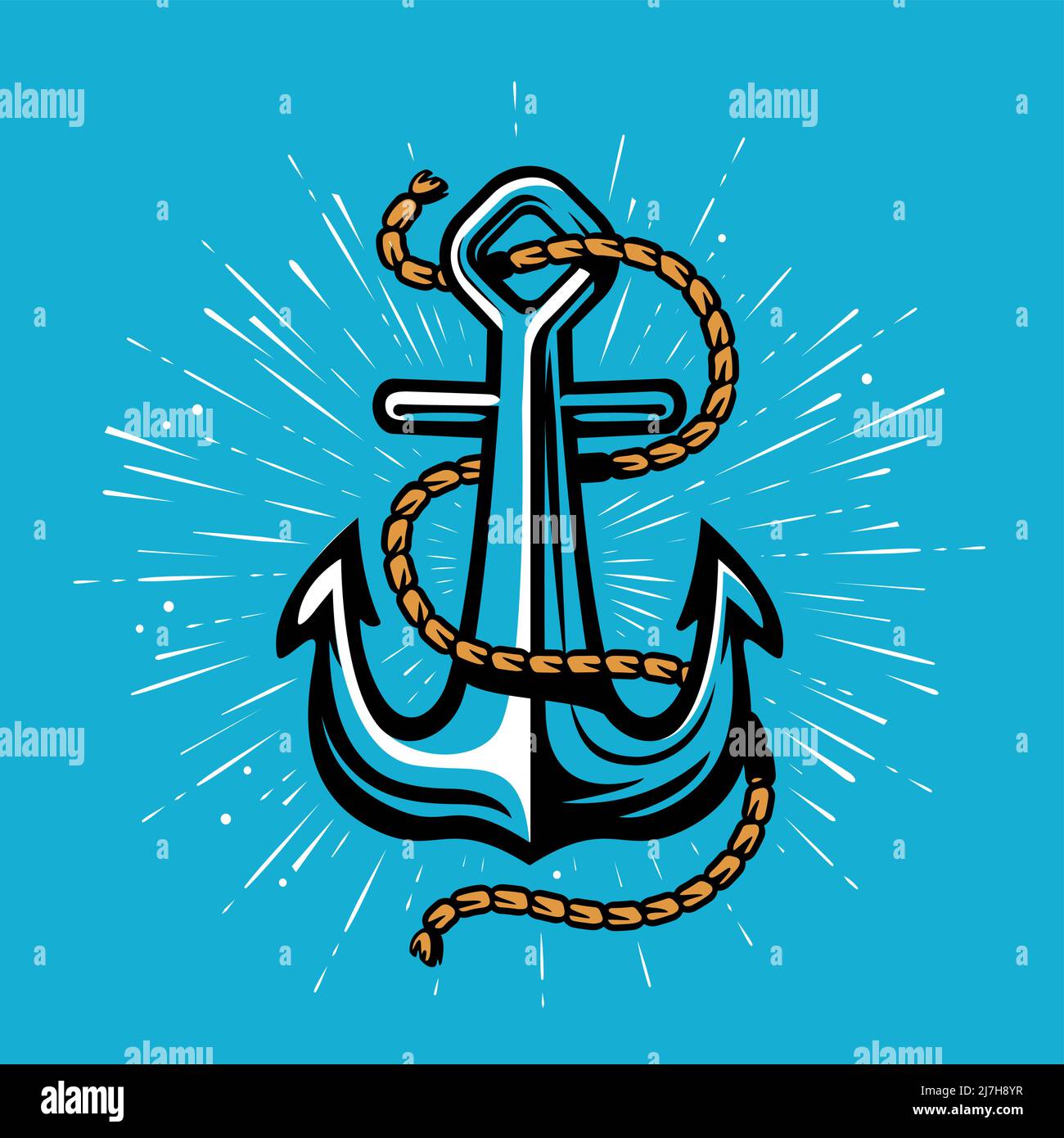 Ship anchor with rope. Marine, nautical symbol vector Stock Vector Image &  Art - Alamy