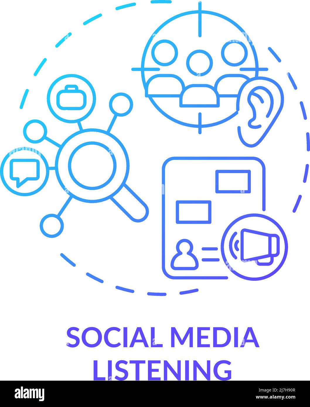 Social media listening blue gradient concept icon Stock Vector Image ...