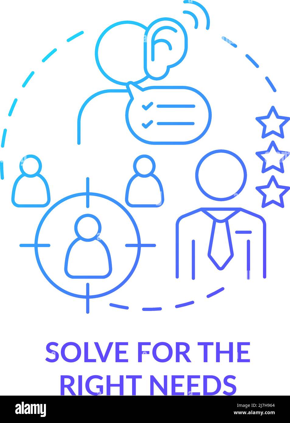 Solve for right needs blue gradient concept icon Stock Vector