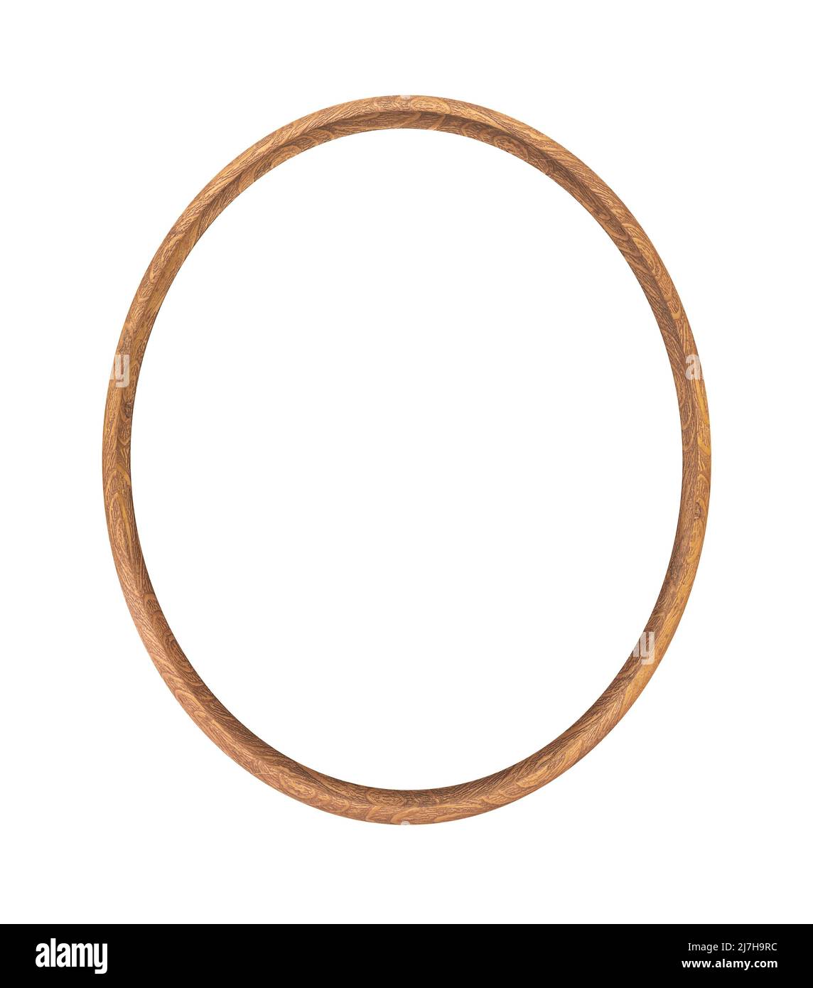 wooden oval  picture frame, isolated Stock Photo