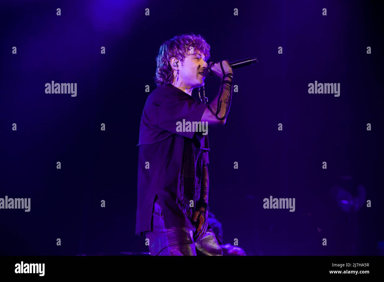 Italian singer Irama in concert at Mediolanum Forum in Milan, Italy, on April 30 2022 Stock Photo