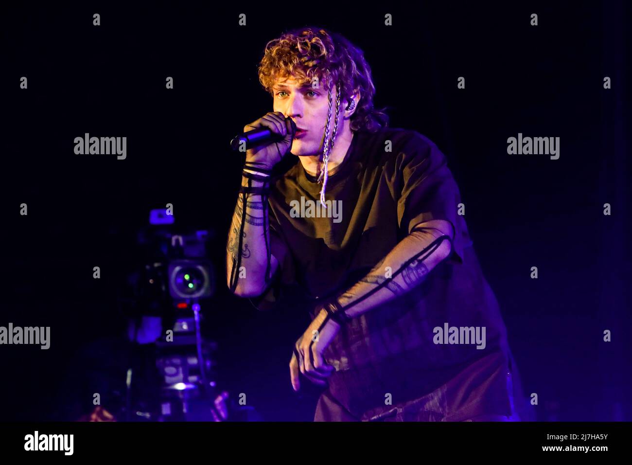 Italian singer Irama in concert at Mediolanum Forum in Milan, Italy, on April 30 2022 Stock Photo