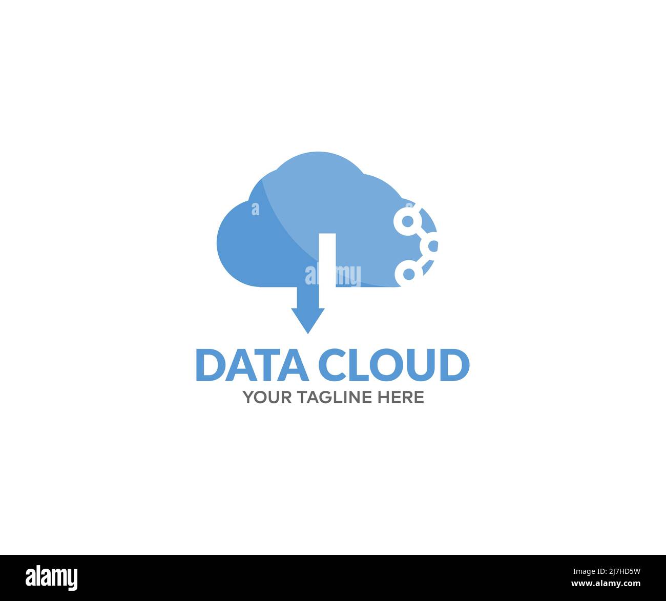 Data cloud storage network, cloud connection technology logo design. Social network connections. Cloud computing technology internet concept vector de Stock Vector