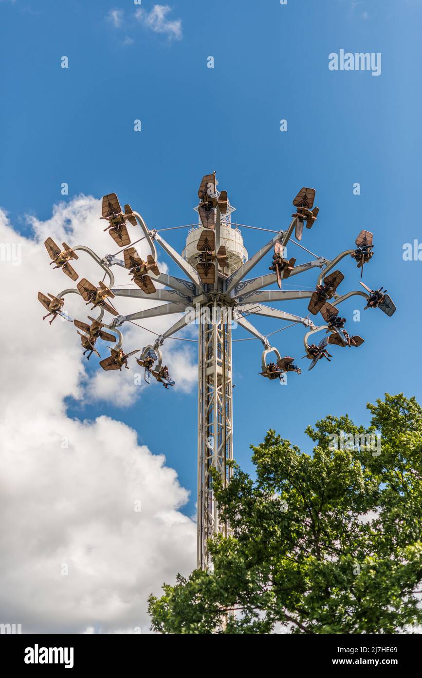 Liseberg amusement park attraction Aerospin. Stock Photo