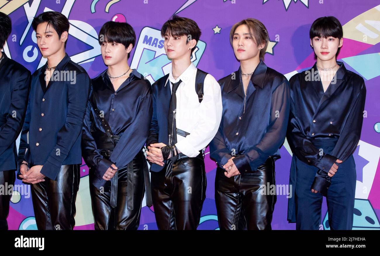 Seoul, South Korea. 8th May, 2022. South Korean K-Pop boys band The Boyz,  arrived photo call for the 'KCON 2022 Premiere in Seoul' at CJ ENM Center  in Seoul, South Korea on