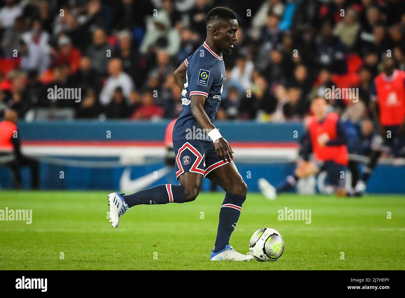 Idrissa GUEYE of PSG during the French championship Ligue 1 football match between Paris Saint-Germain and ESTAC Troyes on May 8, 2022 at Parc des Princes stadium in Paris, France - Photo: Matthieu Mirville/DPPI/LiveMedia Stock Photo
