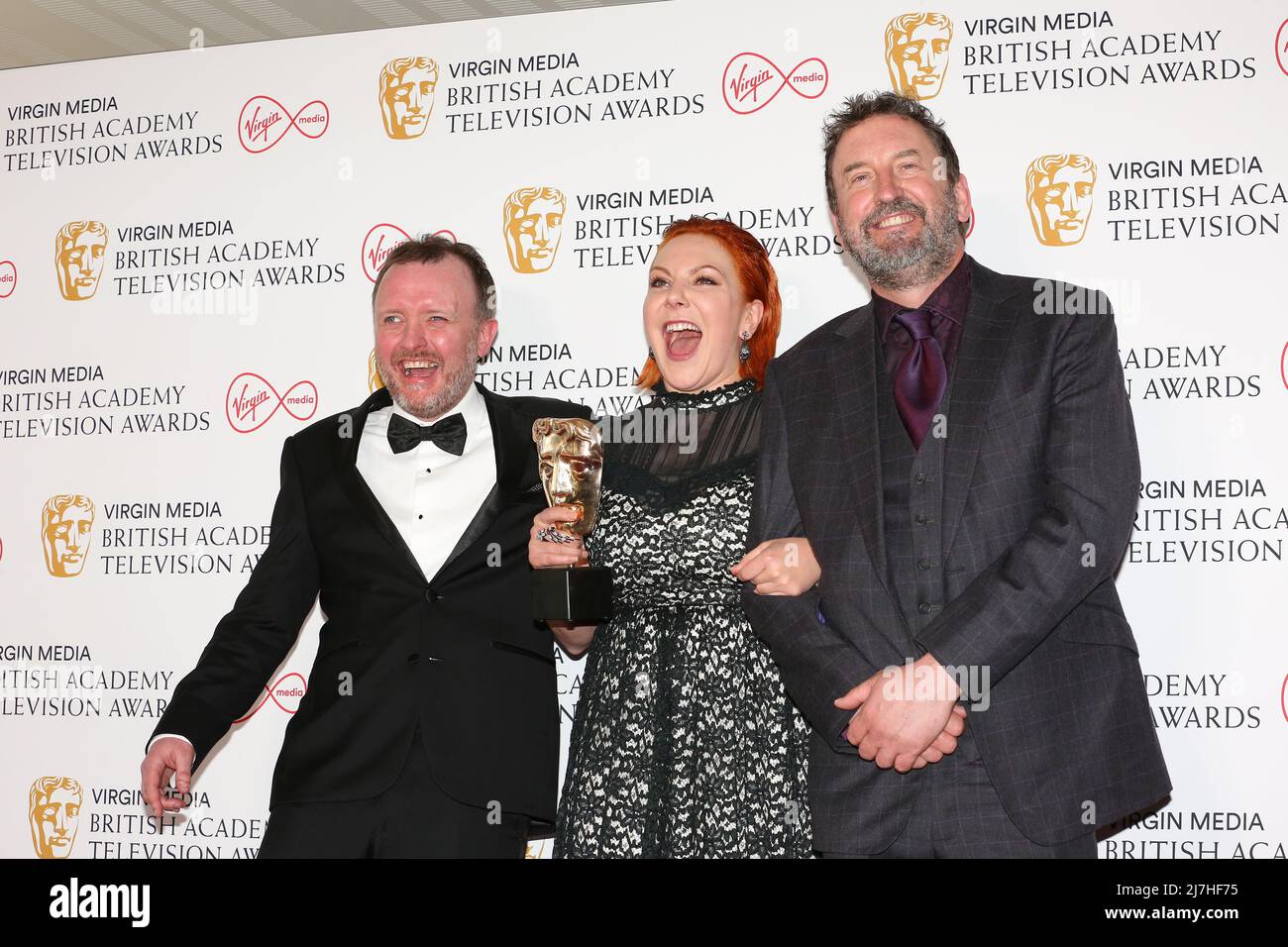Chris McCausland, Sophie Willan and Lee Mack attend Bafta TV Awards