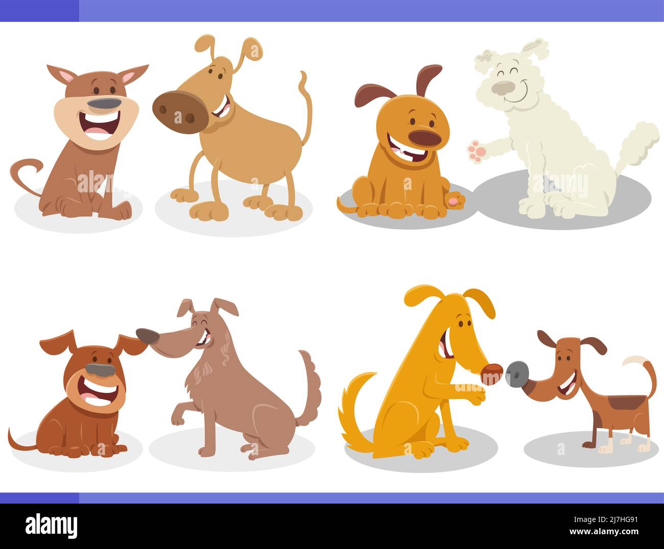 Cartoon illustration of funny dogs animal characters set Stock Vector ...