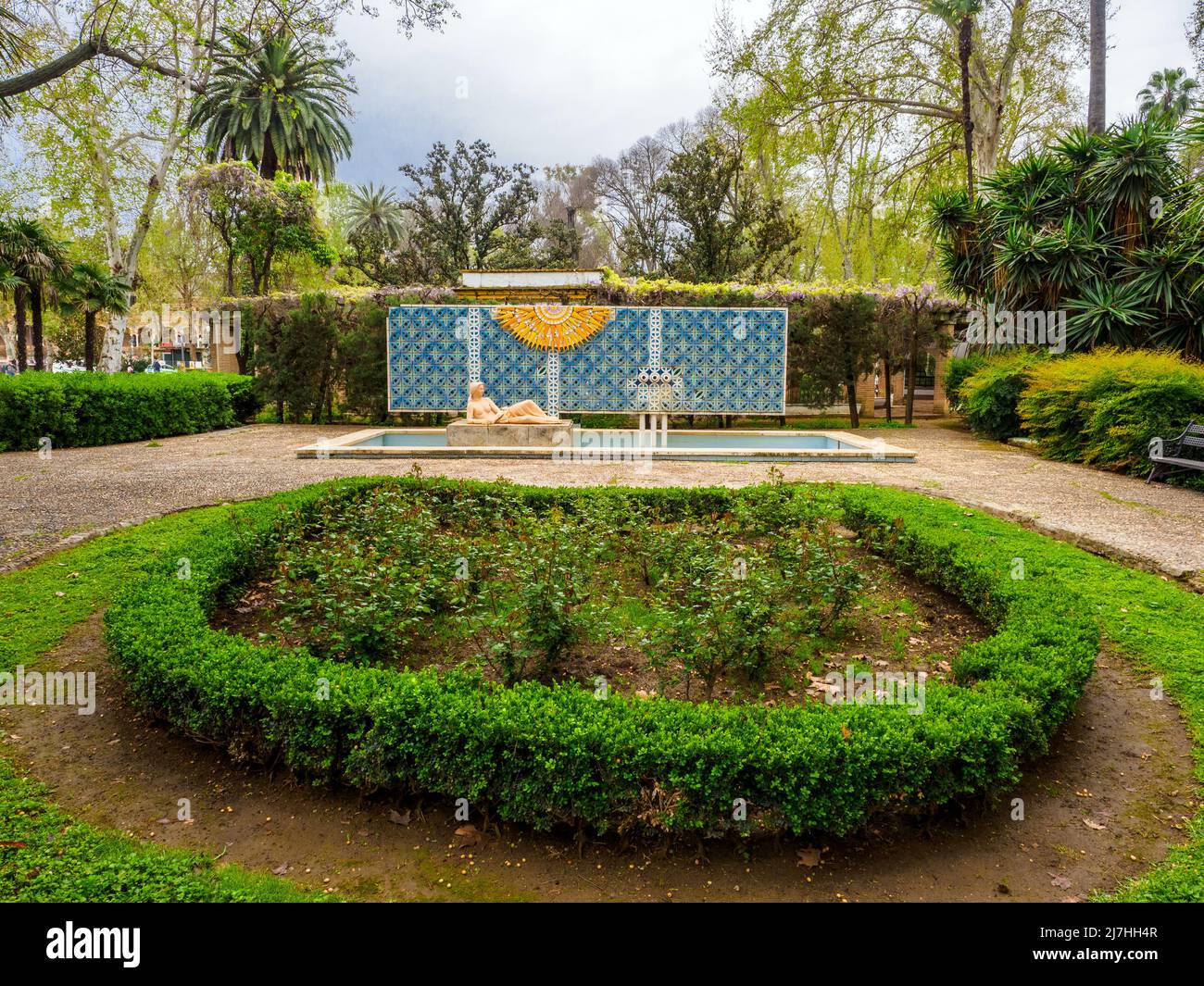 Glorieta de Luis Montoto (Luis Montoto roundabout) in Maria Luisa park - Seville, Spain Stock Photo