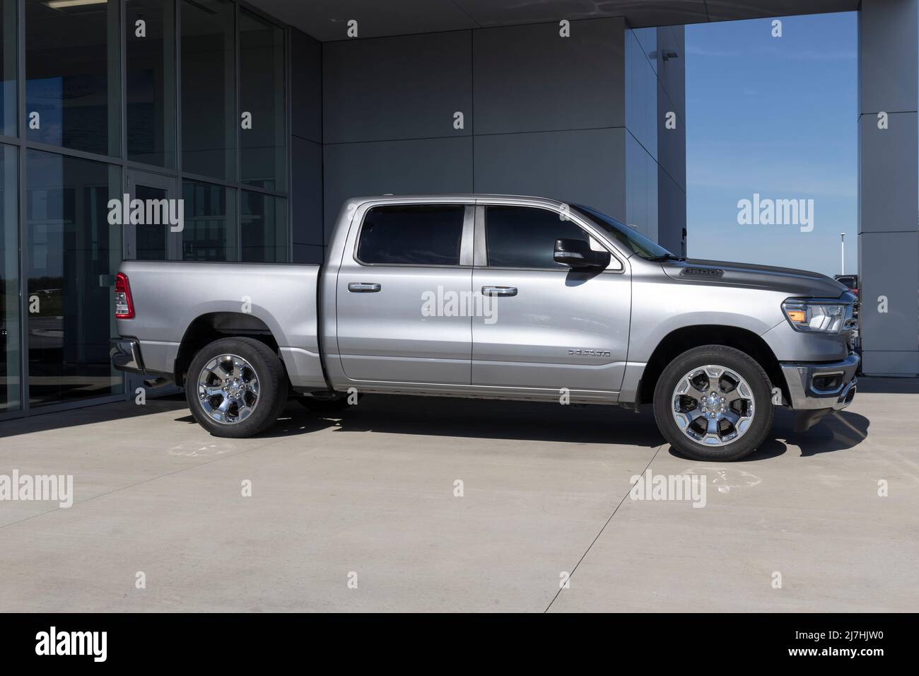 Tipton Circa May 2022 Used Ram 1500 display at a dealership. With