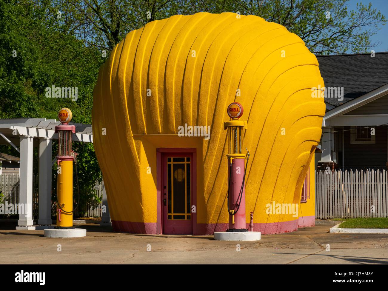 Vintage seashell gas station in Winston Salem North Carolina Stock