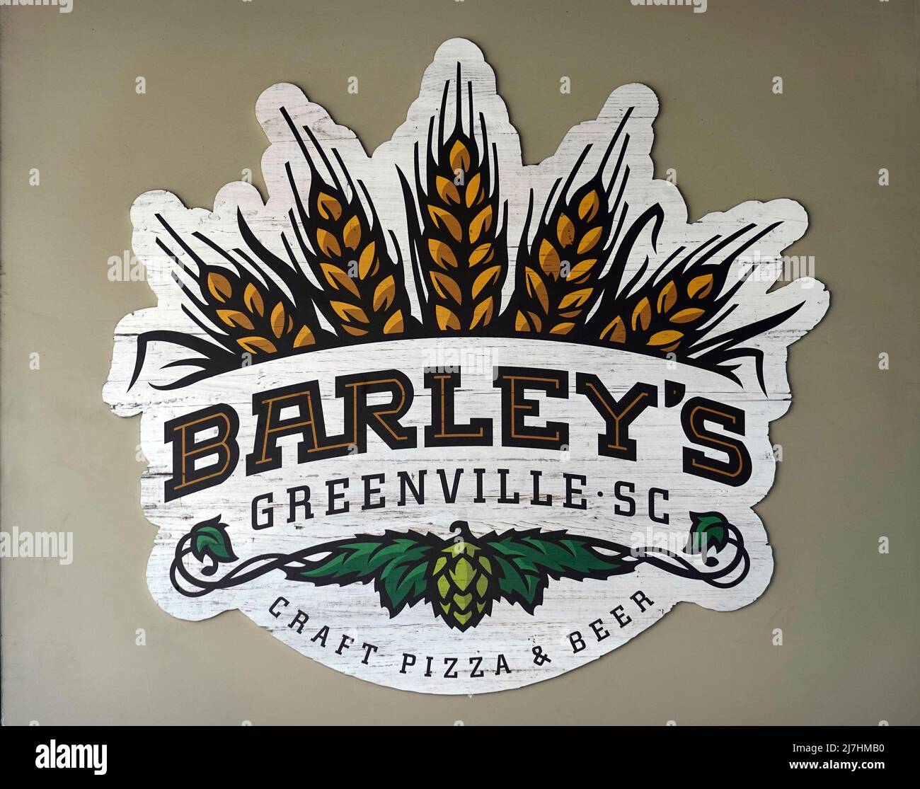 Barley's craft pizza and beer in downtown Greenville SC Stock Photo