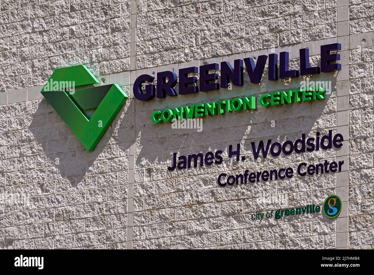 Greenville convention center sign in Greenville SC Stock Photo