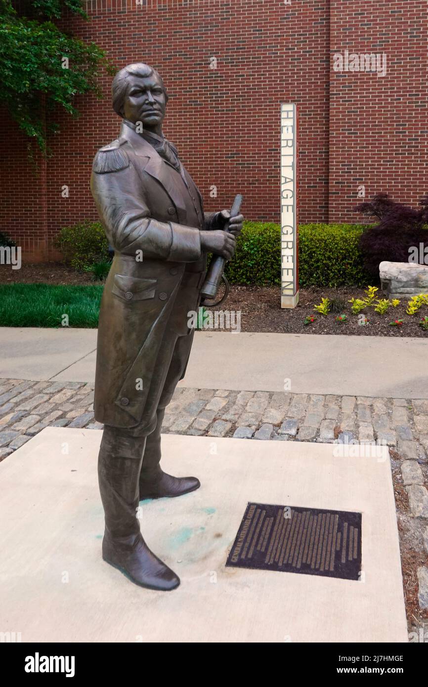 Nathanael Greene statue in front of the Upcountry History Museum at the Heritage Green cultural complex in Greenville South Carolina Stock Photo