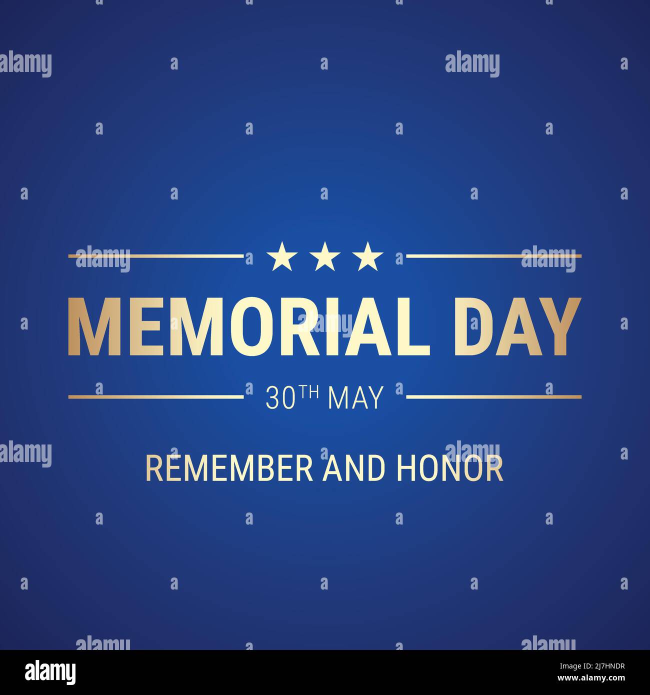 Memorial Day blue greeting card vector design with Remember And Honor