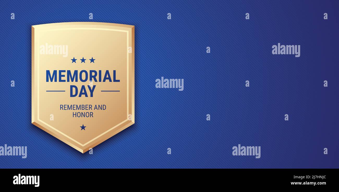 Memorial Day vector banner design, with greeting text and a golden ...