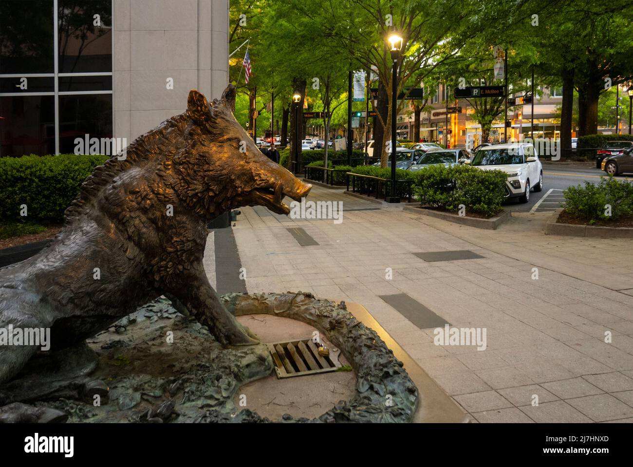 Il porcellino sculpture in downtown Greenville SC Stock Photo