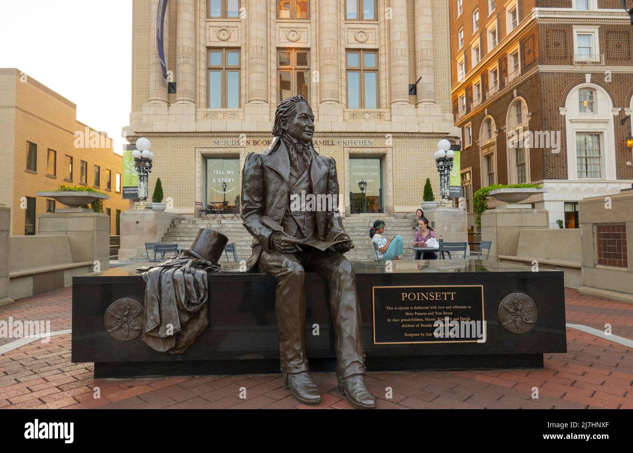 Joel Poinsett statue in front of the court house in Greenville SC Stock Photo