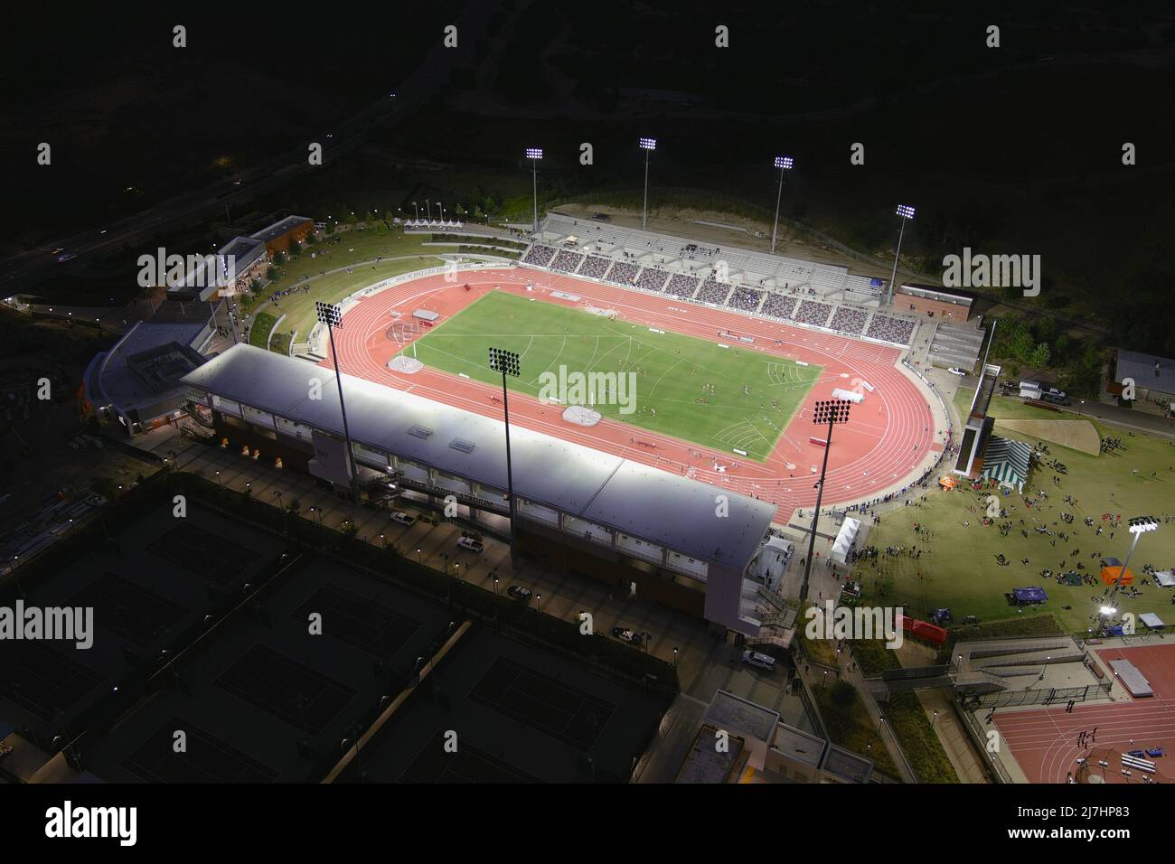 An aerial view of Hilmer Lodge Stadium, the site of the 62nd. Mt. San