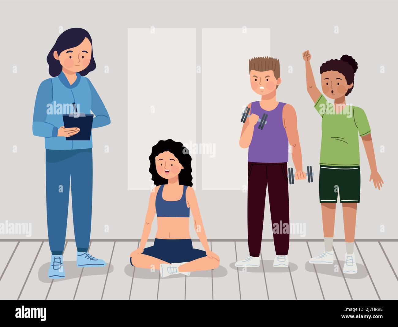 female coach in gym Stock Vector Image & Art - Alamy