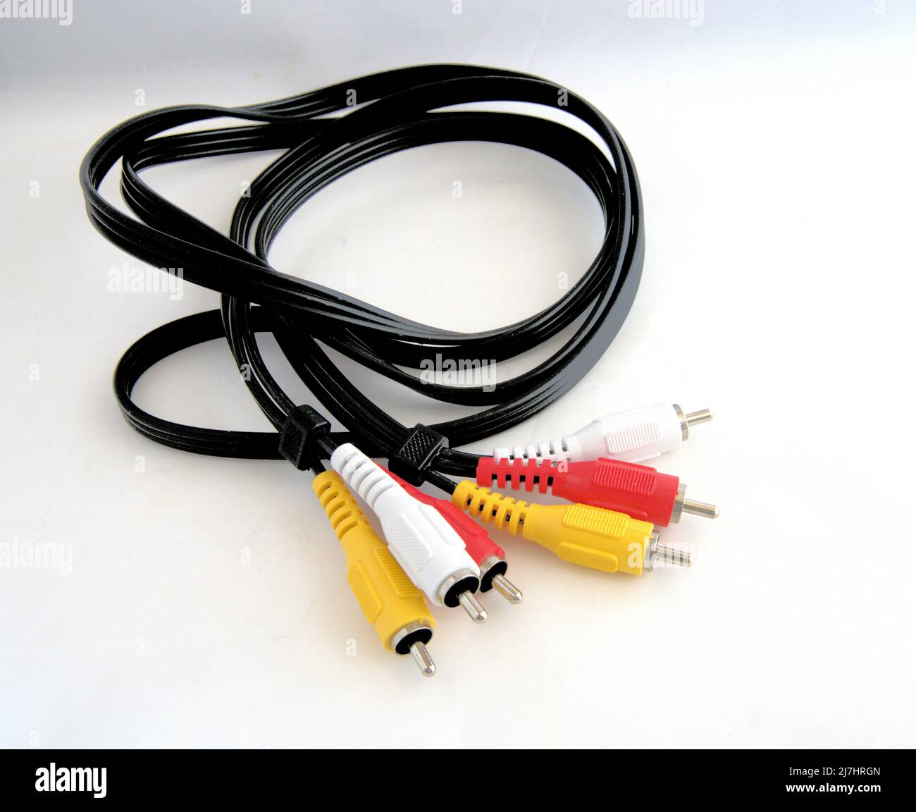 Audio/Video connection wires, especially for connecting a DVD to a Television. Stock Photo