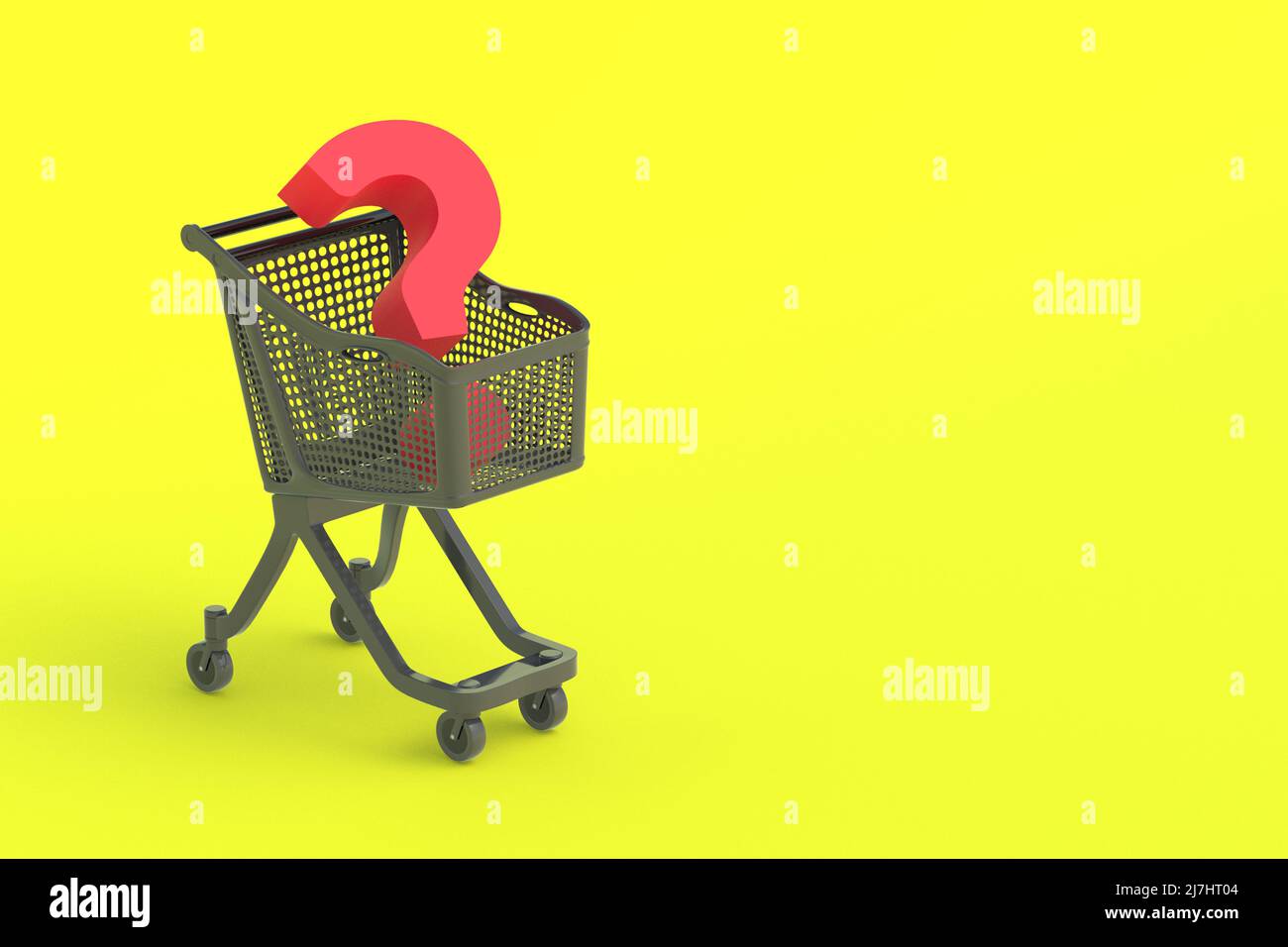 Modern market cart and question mark. Shopping concept. Purchase choice