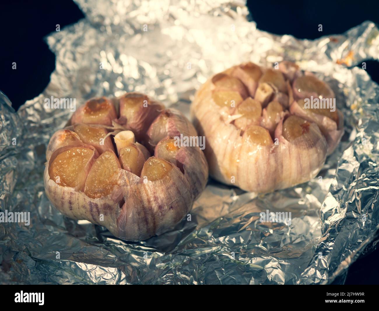 The cloves of garlic roasted to softness. Simple snack or appetizer