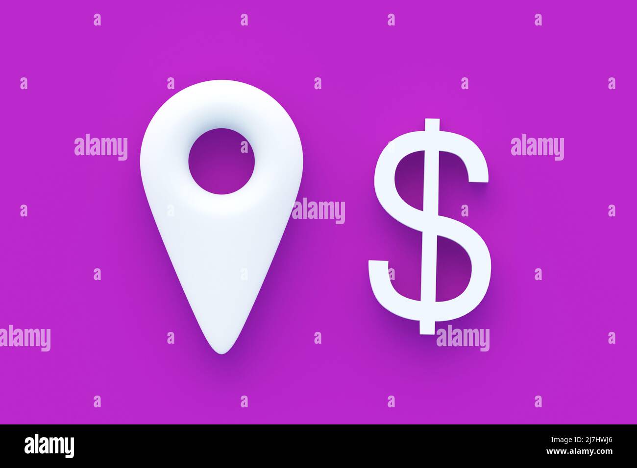 Dollar symbol near gps sign. Placement of ATMs. Place of issuing loans