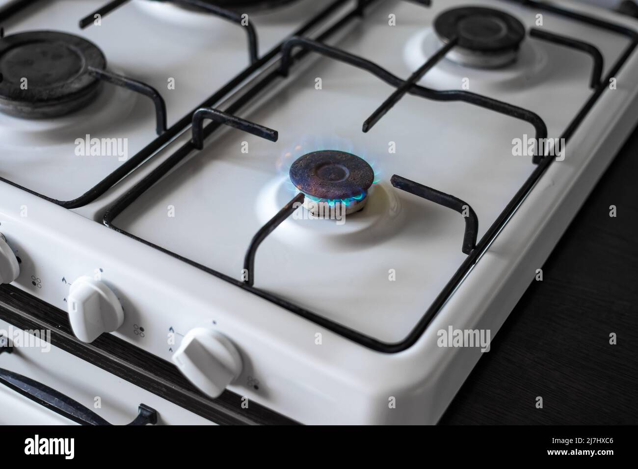 Gas stove burner with burning gas. Sale and purchase of gas fuel Stock  Photo - Alamy