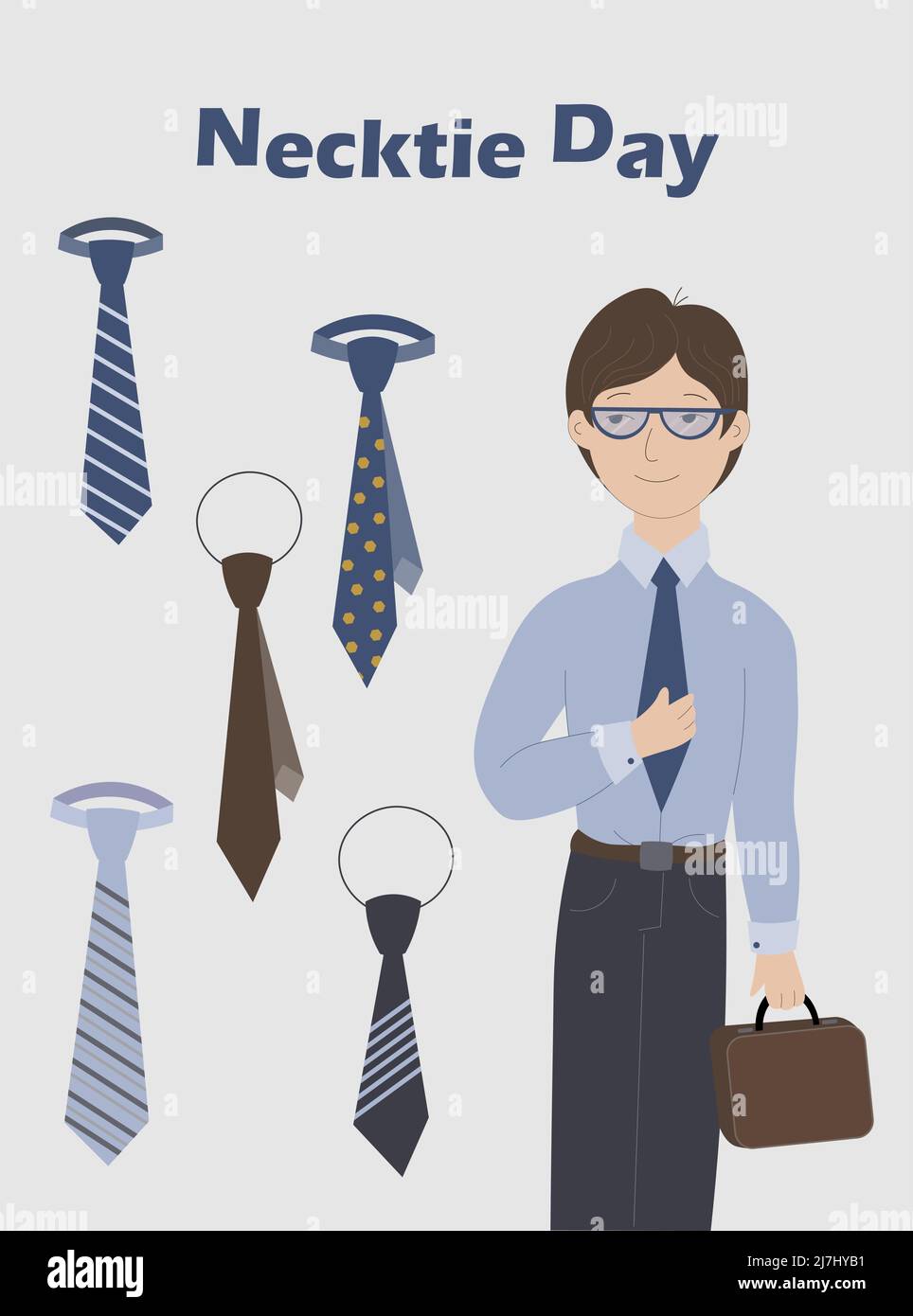 postcard for the necktie day with a businessman  Stock Vector