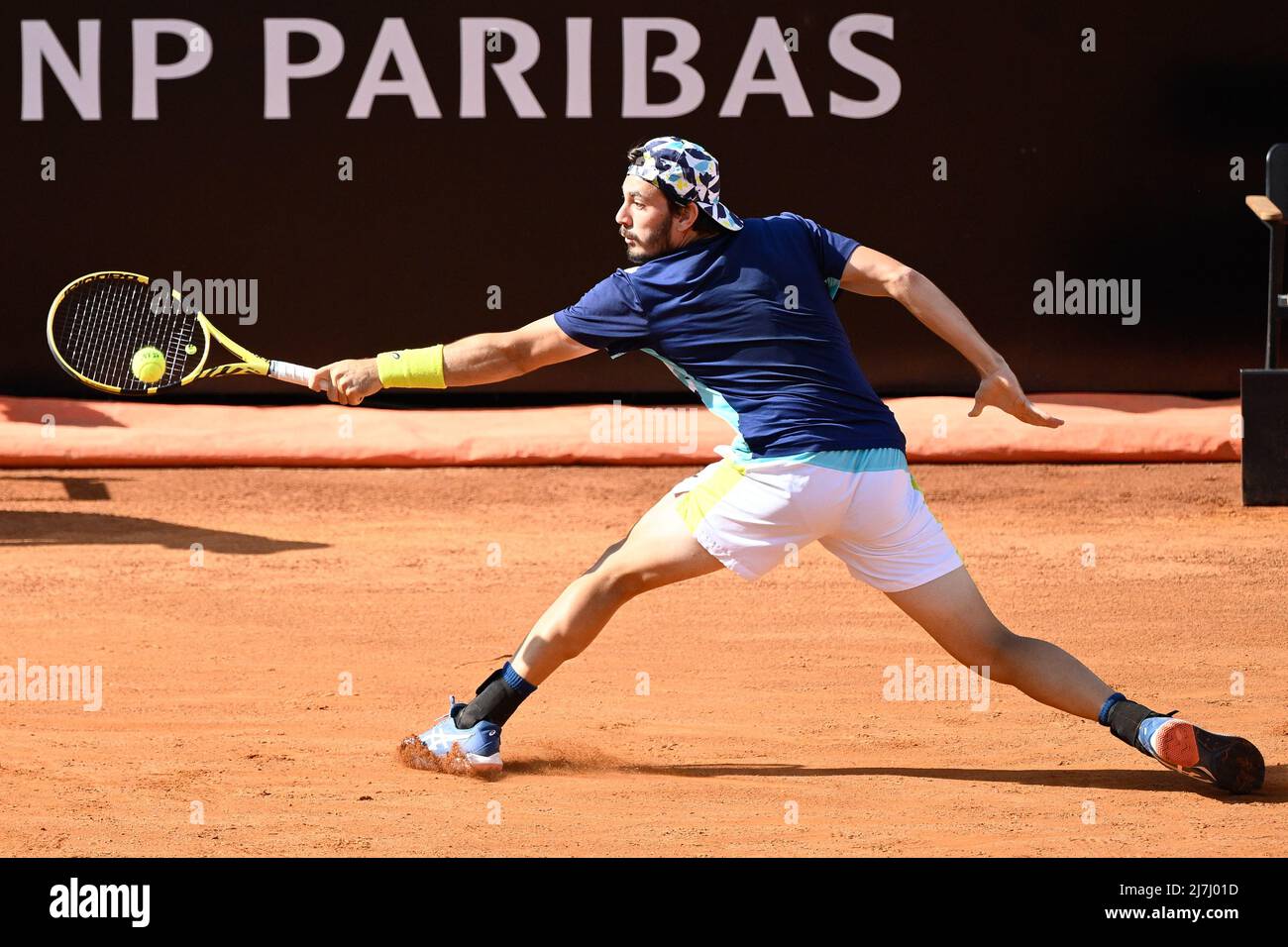 Rome, Italy. 09th May, 2022. Giulio Zeppieri (ITA) during the first round  against Karen Khachanov (RUS) of the ATP Master 1000 Internazionali BNL D' Italia tournament at Foro Italico on May 9, 2022