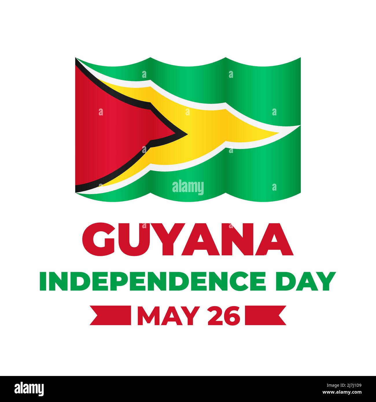 Guyana Independence Day banner with flag. National holiday celebrated
