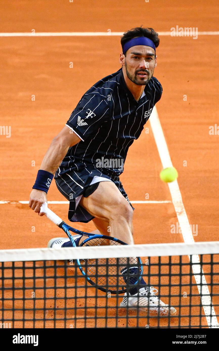 Rome, Italy. 09th May, 2022. Fabio Fognini (ITA) during the first round  against Dominic Thiem (AUT) of the ATP Master 1000 Internazionali BNL  D'Italia tournament at Foro Italico on May 9, 2022